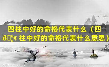 四柱中好的命格代表什么（四 🦢 柱中好的命格代表什么意思）